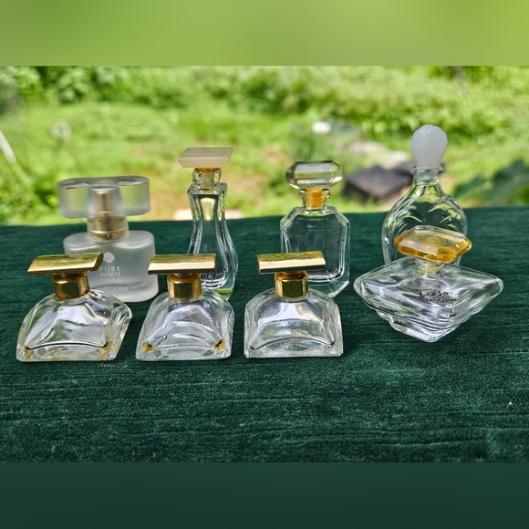 Estee Lauder Other - Eight Elegant Glass Perfume Bottle Collection Mini Vintage Bottles Miniatures